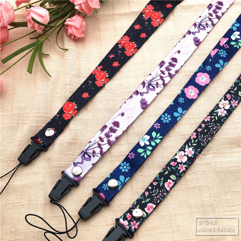 Cordón de flores, correa de cuello para llaves, tarjeta de identificación, correas de teléfono móvil para Huawei sujección de insignia y USB, cordón de cuerda para colgar DIY