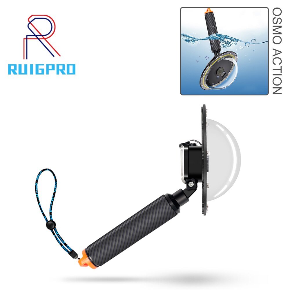 Ruigpro 6 & #39 ;& #39 ; wasserdichtes tauchgehäuse mit dome-port und schwimmendem griff für dji osmo action-kamera-objektivzubehör