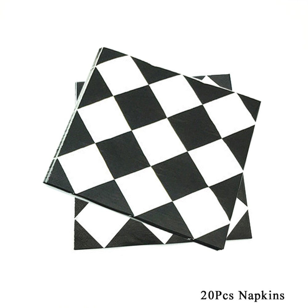Checkered Disposable Tableware Plates Cups Napkins Racing Car Birthday Party Decorations Race Track Tablecloth Boy Party Favors: MINT GREEN