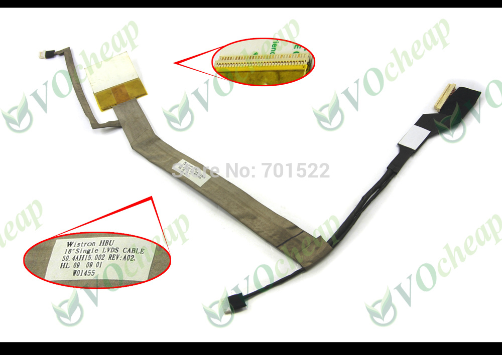 Echt vedio flex lcd kabel voor hp compaq presario cq60 cq60-100 cq60-200 cq60-300 serie 16 "-50.4ah15.001, 50.4AH15.002