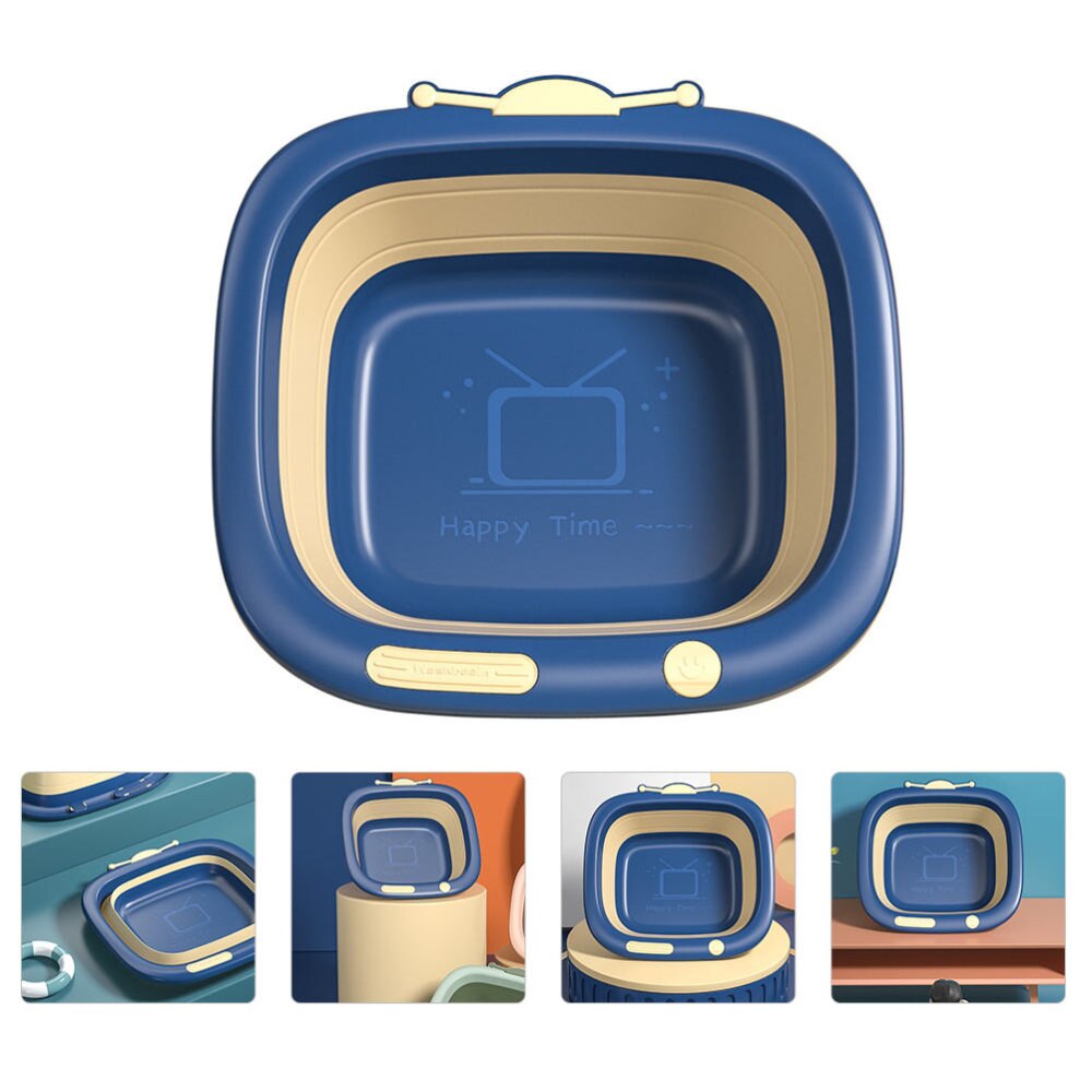 Portable and Collapsible Foldable Baby Wash Basin Household Folding Basin Cartoon Washbasin for Bedroom