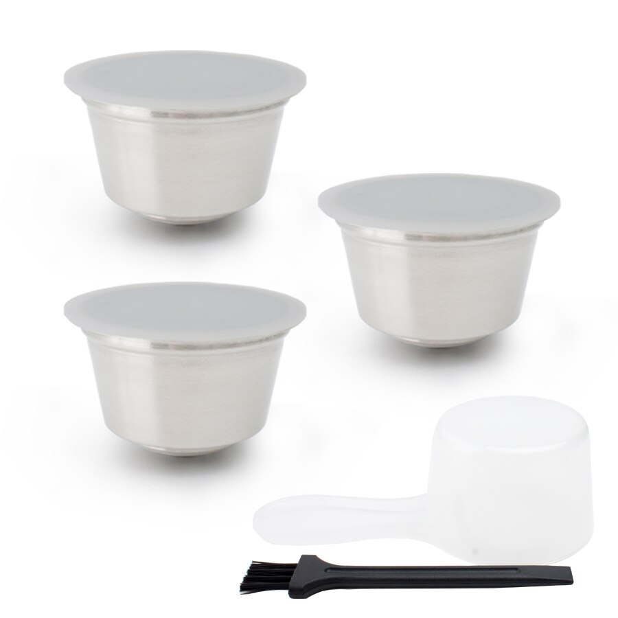 Herbruikbare Capsule Pod Fit Voor Dolce Gusto Koffie Machine Kleur Wit/Metalen Rvs Capsule Cup: 3 pod