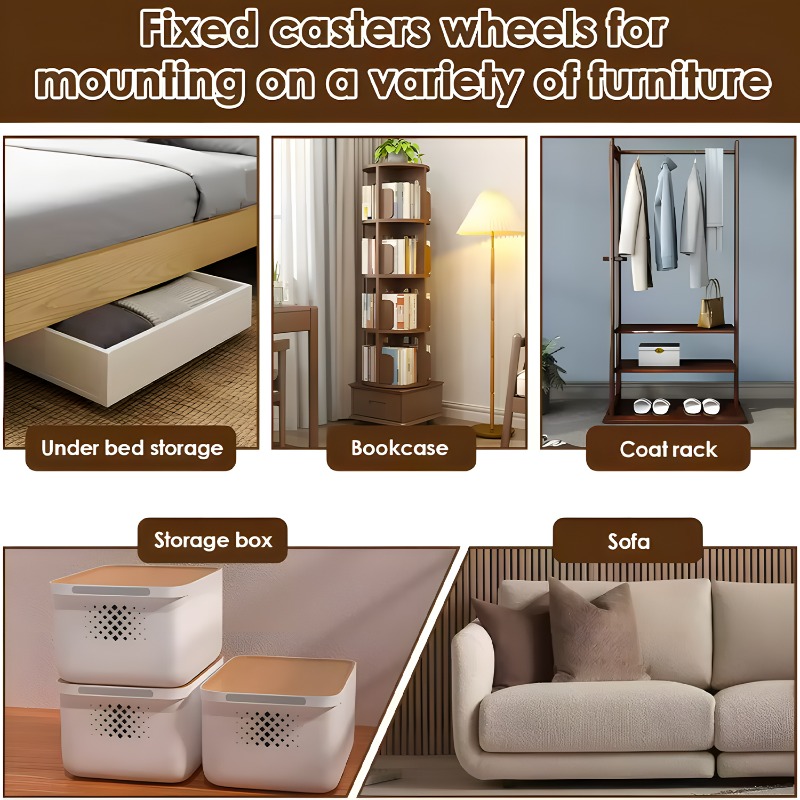 12-1pcs Side Mount Caster Wheels Mini Silent Rubber Furniture Castors Directional Cartwheels For Trolley Drawer Kitchen Cabinet