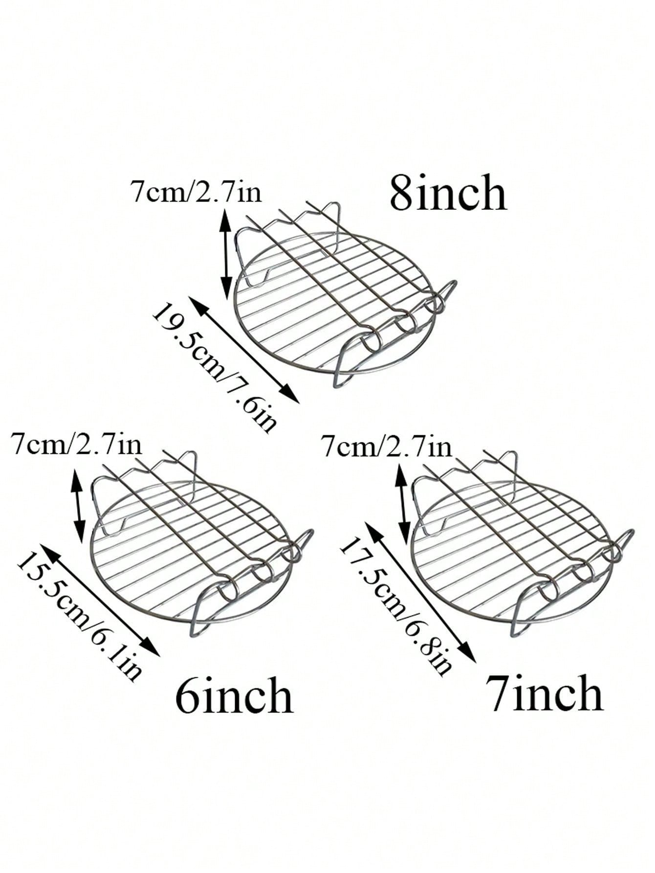 1pc Multifunctional Stainless Steel Double Layer Barbecue Box Air Fryer Cookware Rack Grill Accessories Circular Baking Tray BBQ: army green