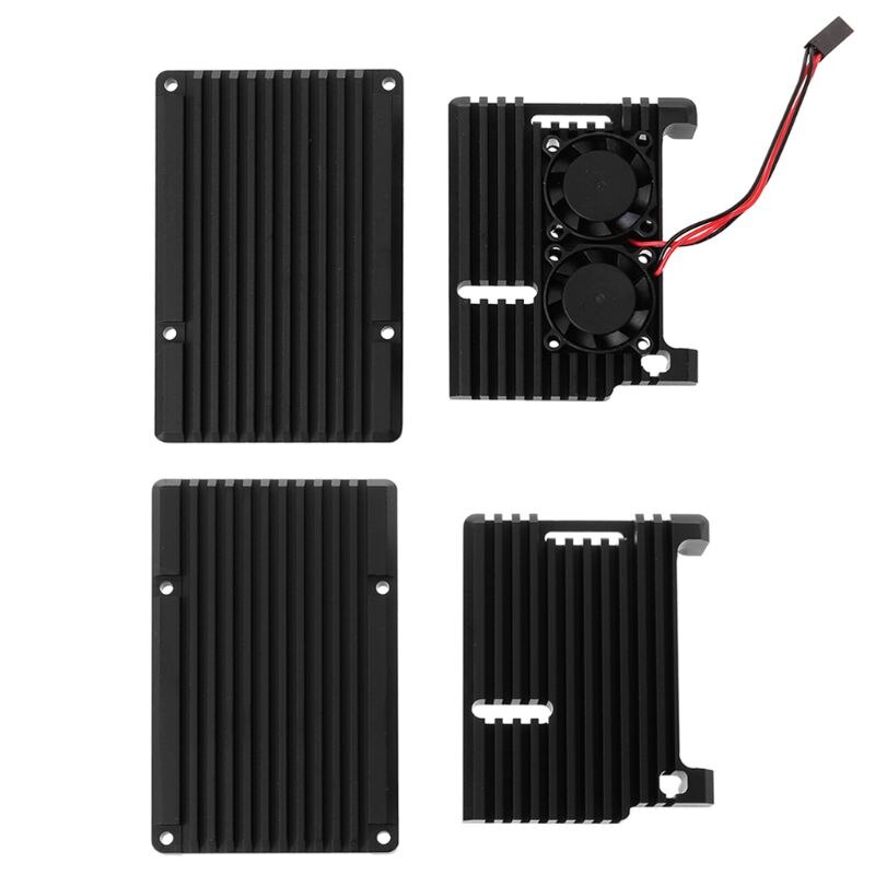 Aluminum Alloy Enclosure Case Metal Shell Black Box Radiating Plate Heatsink Cooler for Raspberry Pi 4 Model B