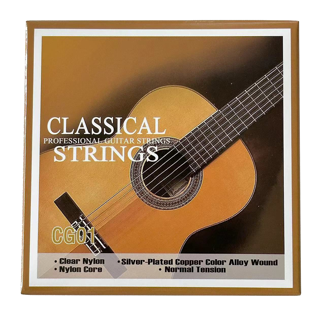 Cordes de guitare classique - Basses à noyau en nylon - Alliage de cuivre plaqué argent - Tension normale / Jeu de 6 cordes (028-043): WHITE