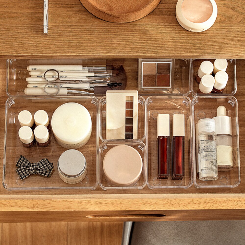 3/6/7/11 PCS Plastic Desk Drawer Organizer Trays Drawer Compartment Divider Container for Bedroom Dresser Office Storage Drawers