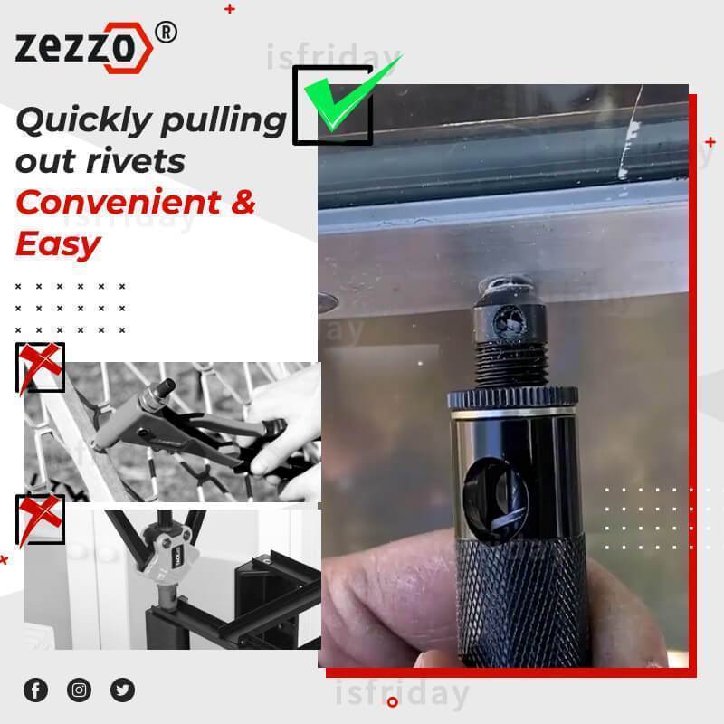Zezzo Automatic Riveting Tools Set With 3 Rivet Heads 2.0MM 2.5MM 3.0MM Hand Drills 1/4&quot; Shank Easy To Remove Blind Rivets