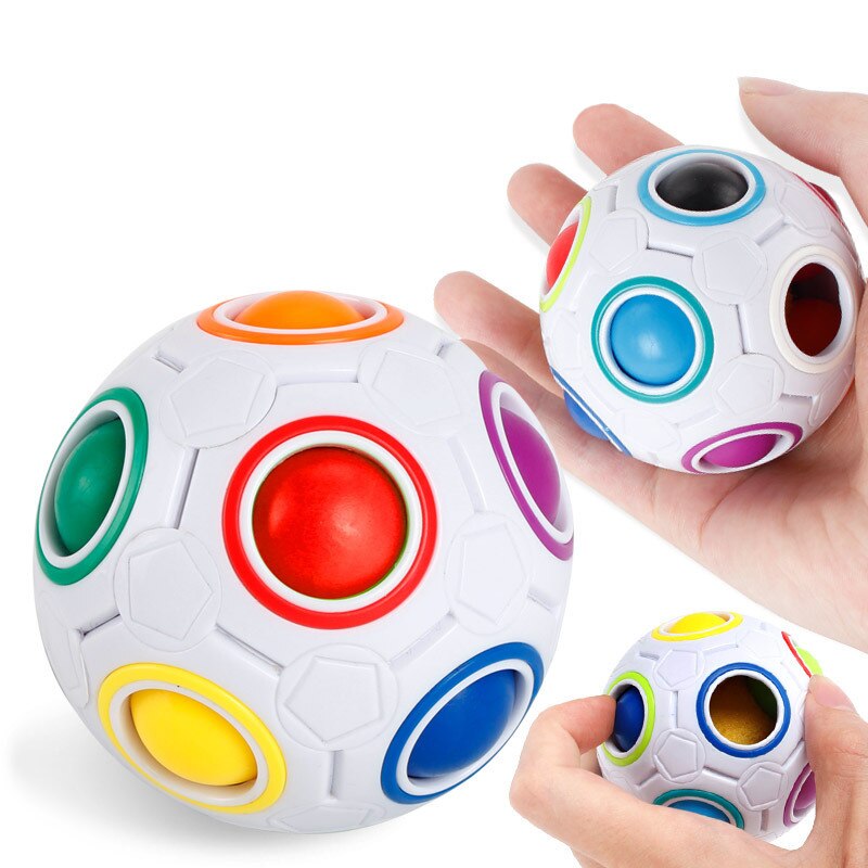 7 CM Magic Rainbow Bal Voetbal Cube Stress Bal Heetste Decompressie Vinger Speelgoed Kinderen Volwassen Kerstcadeaus