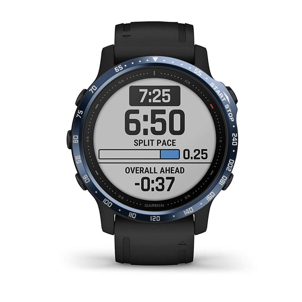 Funda para Garmin fenix 6S para fenix 6S Pro, funda de de anillo con bisel de estilo deportivo clásico, cubierta protectora de adhesivos, biseles de: blue white / For fenix 6S pro