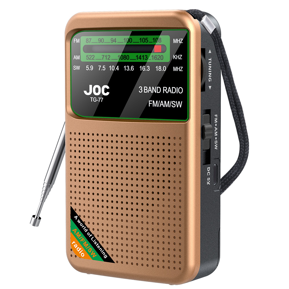 Fickradio am/fm/sw bärbar radio batterier uppladdningsbara stöder anslutning trådbunden hörlur bärbar fm-radiomottagare: Blå