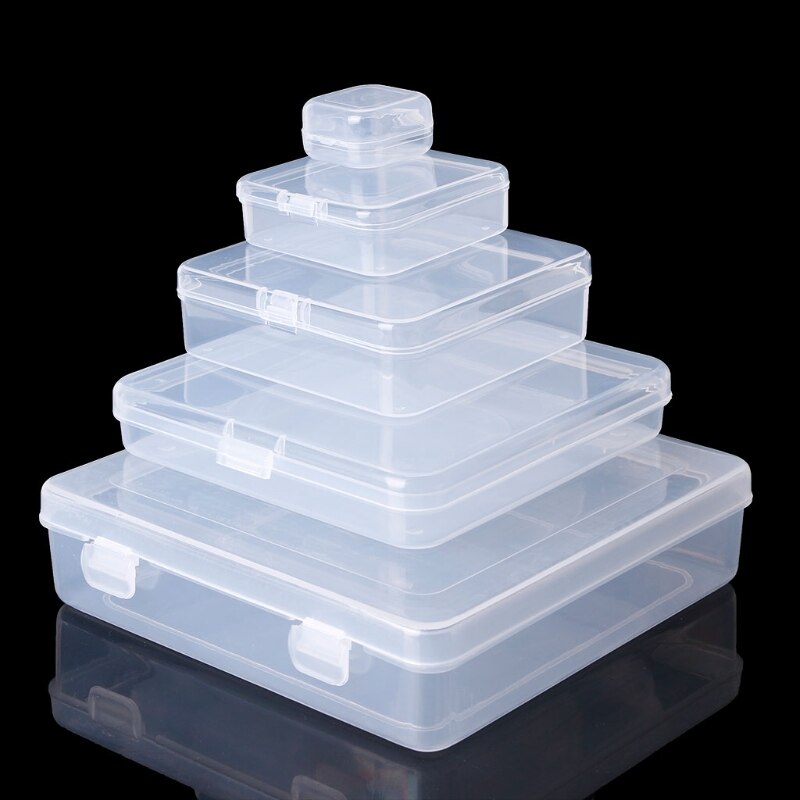 Cajas cuadradas de plástico transparente para almacenamiento de joyas, contenedores para manualidades y abalorios