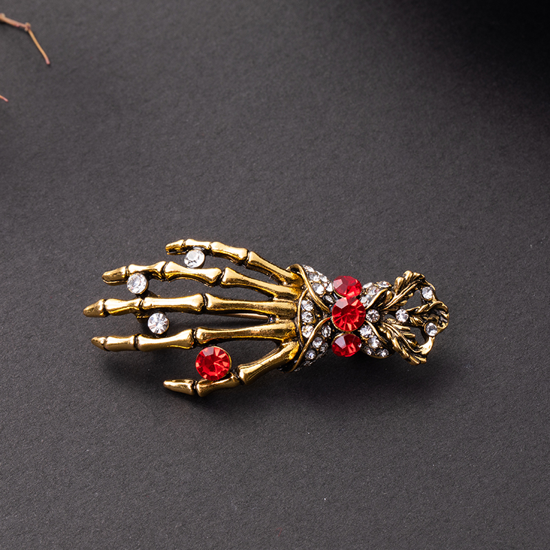 Broche de calavera Retro para hombre, insignia de Palma de gótica, estilo oscuro, joyería de Halloween, de cumpleaños, recuerdo, 1 unidad