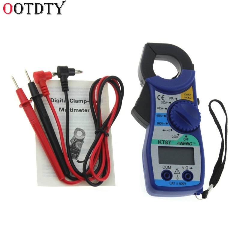 Ootdty digitalt multimeter ampere klemme meter strømtang tang ac / dc spændingstester data viser multimeter: Blå
