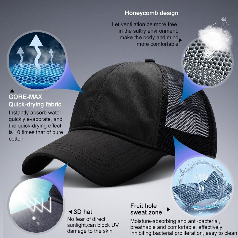 Unisex Cap Casual Plain Mesh Baseball Cap Breathable Adjustable Snapback Hats Style