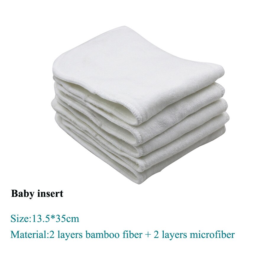 [usurpon] 5 stk bambus fiber indsats 4 lag vaskbar baby ble indsats super blød bambus indsats til baby bleer: Med mikrofiber