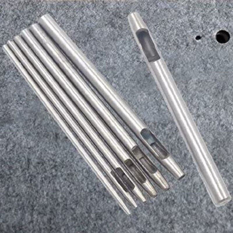 14 Uds redonda conjunto de punzones huecos de artesanía de cuero golpe herramienta Agujero hueco golpe herramienta de corte para ver bandas cinturones de lona