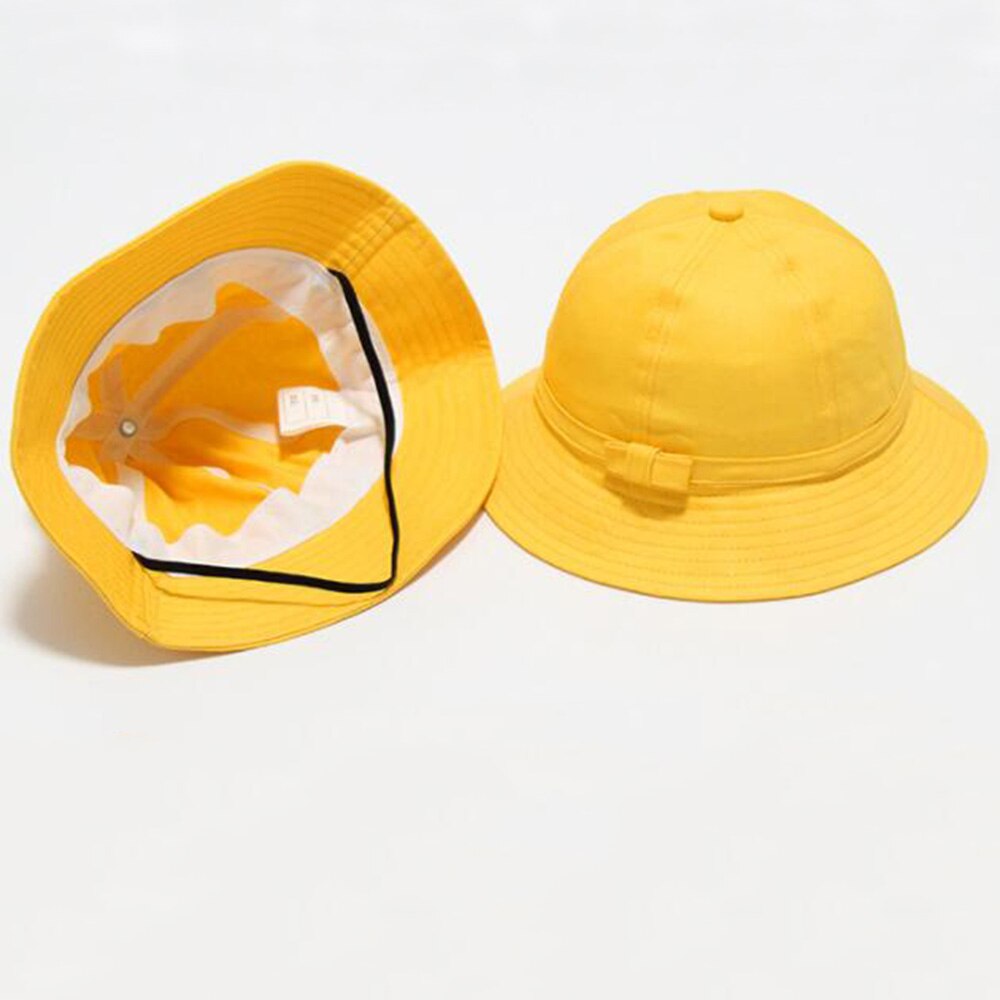 Cpas escolares para niños, sombrero amarillo para niños, pajarita para niños, sombrero de verano para playa, sombrero de cubo para niño y niña, 1-10 años, Japón