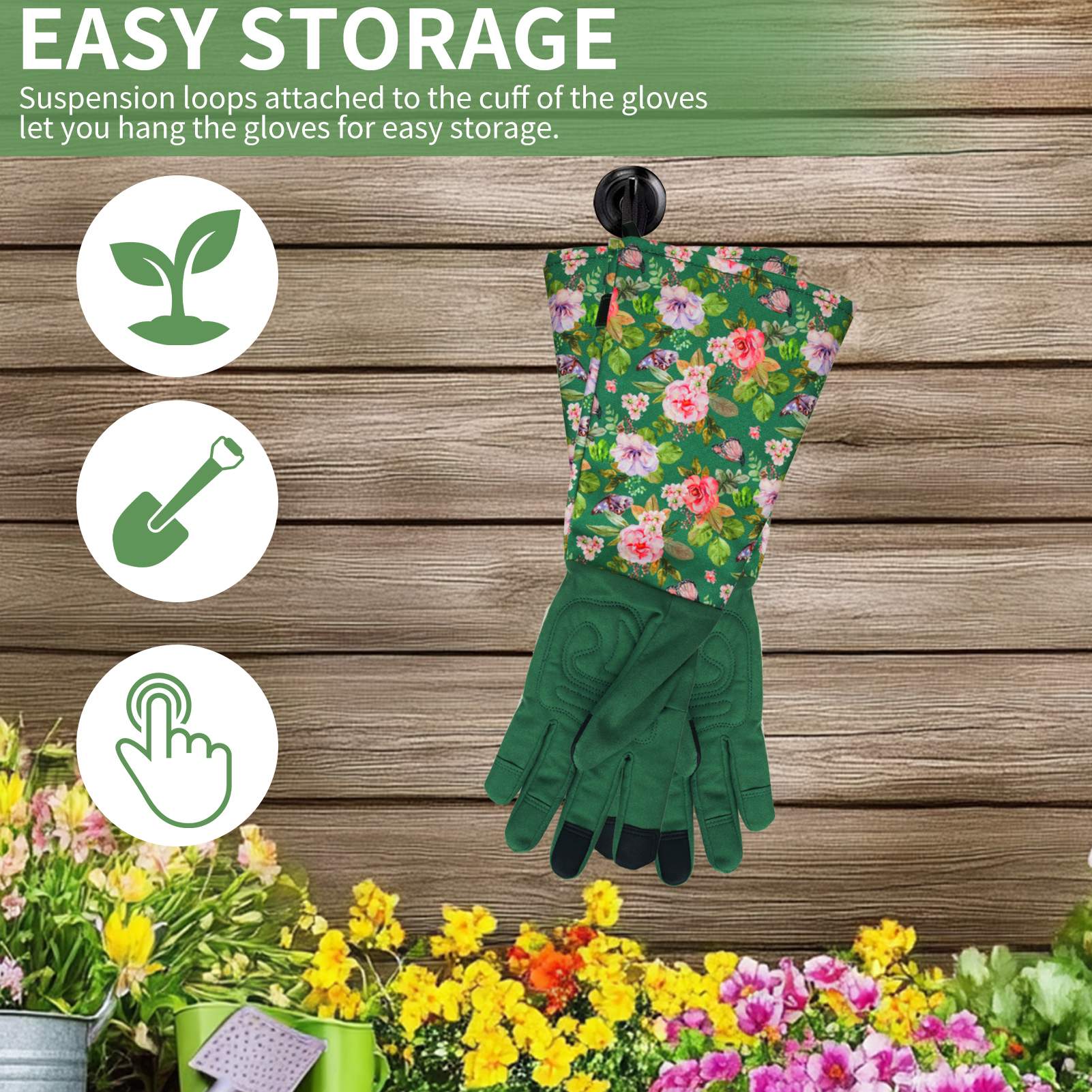 Gardening Gloves for Women Breathable Long Garden Gloves with Grip Thorn-Proof Leather Work Gardening Gloves