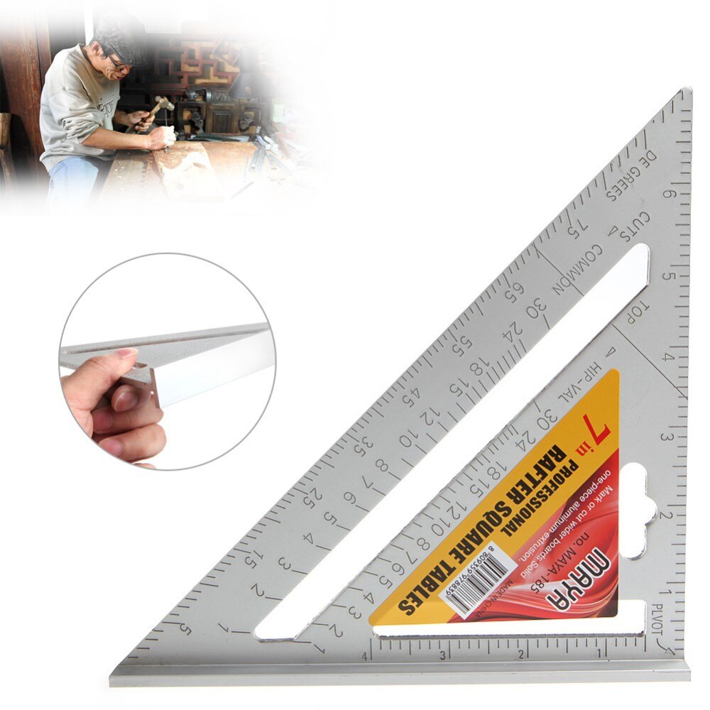 Aluminum alloy Ruler casting low grade and Cast aluminium 7 inch triangular Quick Read Square Tool Carpenters Measuring Tools: Yellow