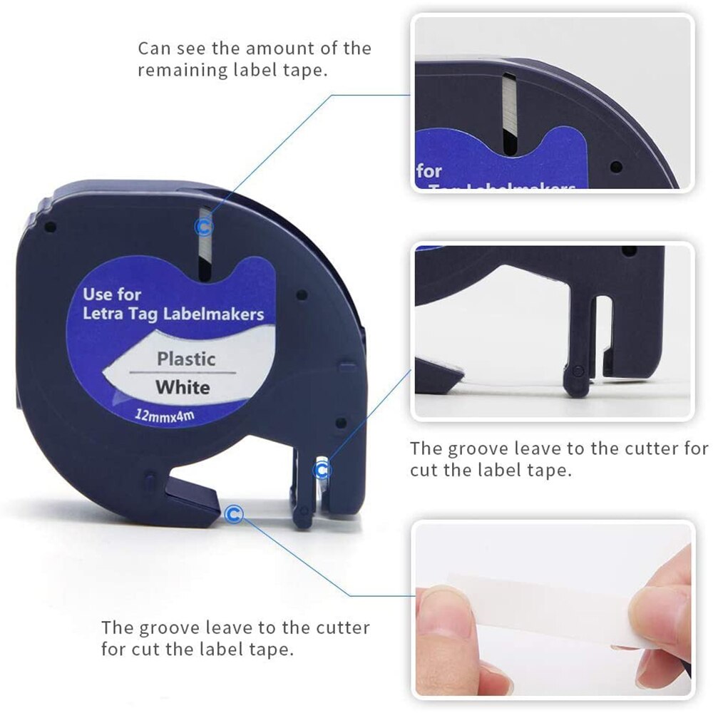 6 stück letratag nachfüll-etikettenbänder für dymo etikettendrucker , 91331 4m x 12mm etikettenbänder für dymo etikettendrucker