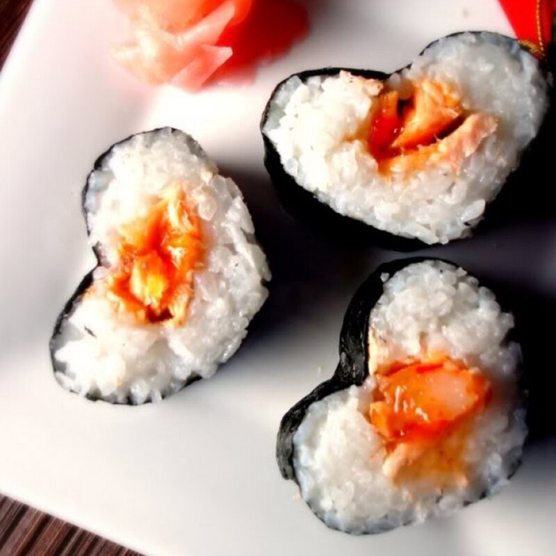 Sushi Maken Kit Hartvormige Sushi Maker Voor Beginner Sushi Tool Set Inclusief Ronde Vierkante Driehoek Sushi Mold Vork spatel