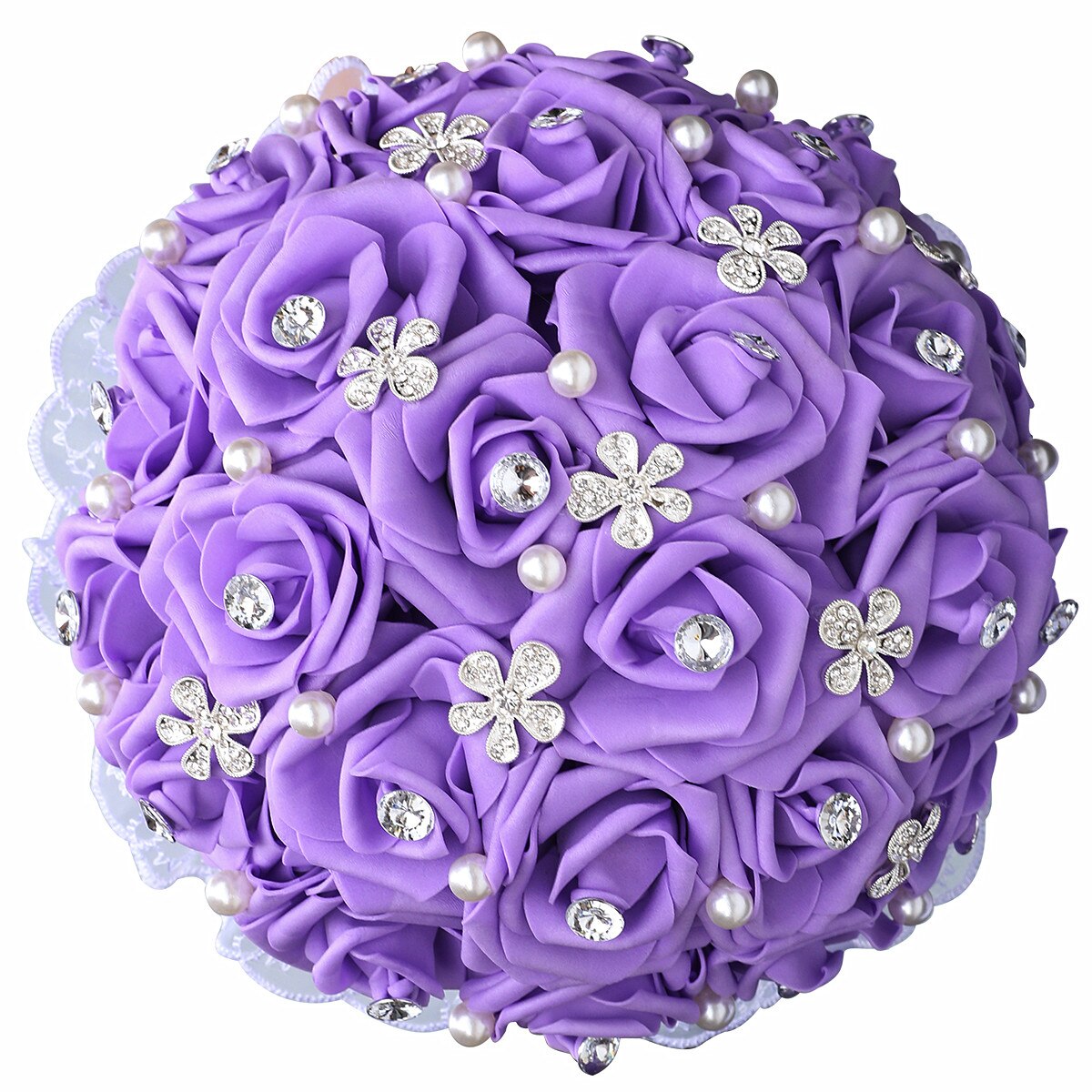 Billig pe rose diamant brudebuket blå bryllupsbuket festartikler buket  pe022x: Mellemlilla