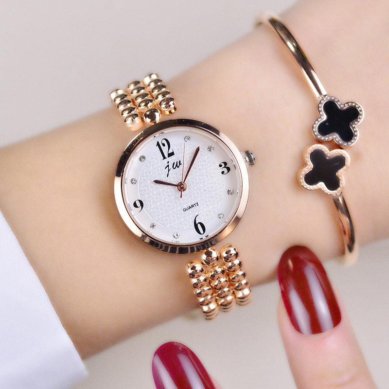 Jw Quartz Horloge Vrouwen Luxe Goud Zilver Horloges Dames Eenvoudige Crystal Armband Horloges Vrouwelijke Klok