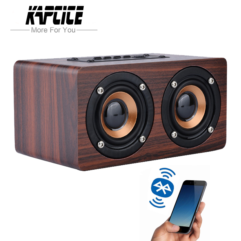 KAPCICE Houten Draadloze Bluetooth Speaker Draagbare HiFi Shock Bass Altavoz TF caixa de som Soundbar voor iPhone Sumsung Xiaomi