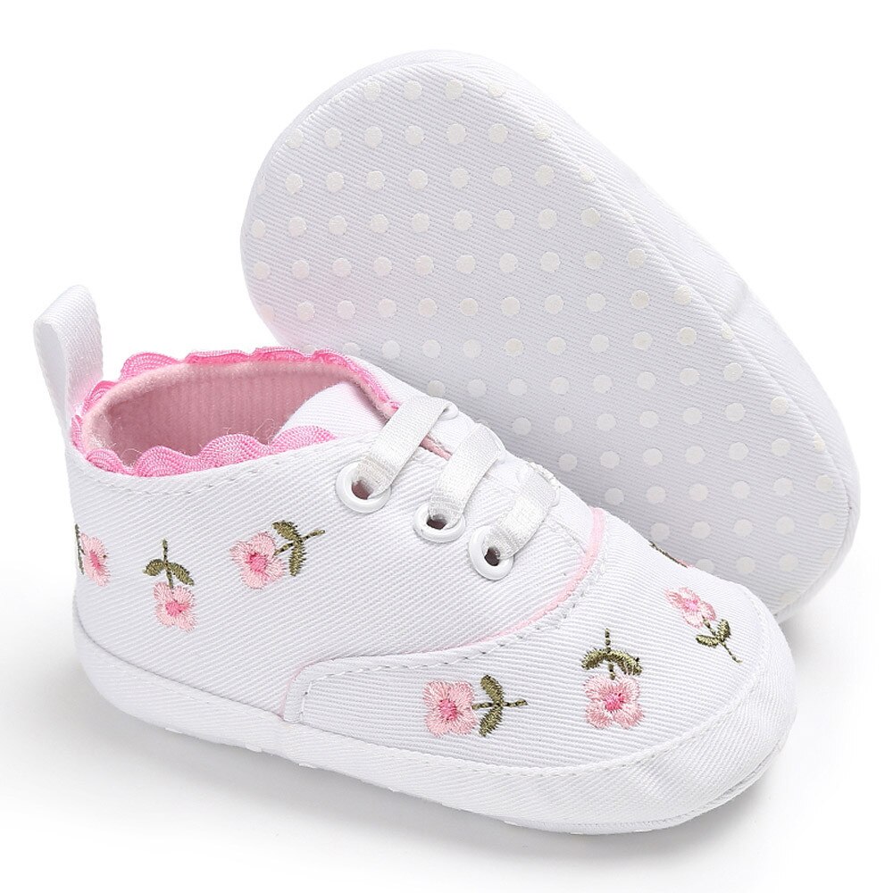 TMEOG 2 Stuks Peuterschoenen Hoofdband, Baby Meisjes Bloemen Schoen Anti Slip Zachte Speciale Gelegenheden Doop Bruiloft Party Schoenen