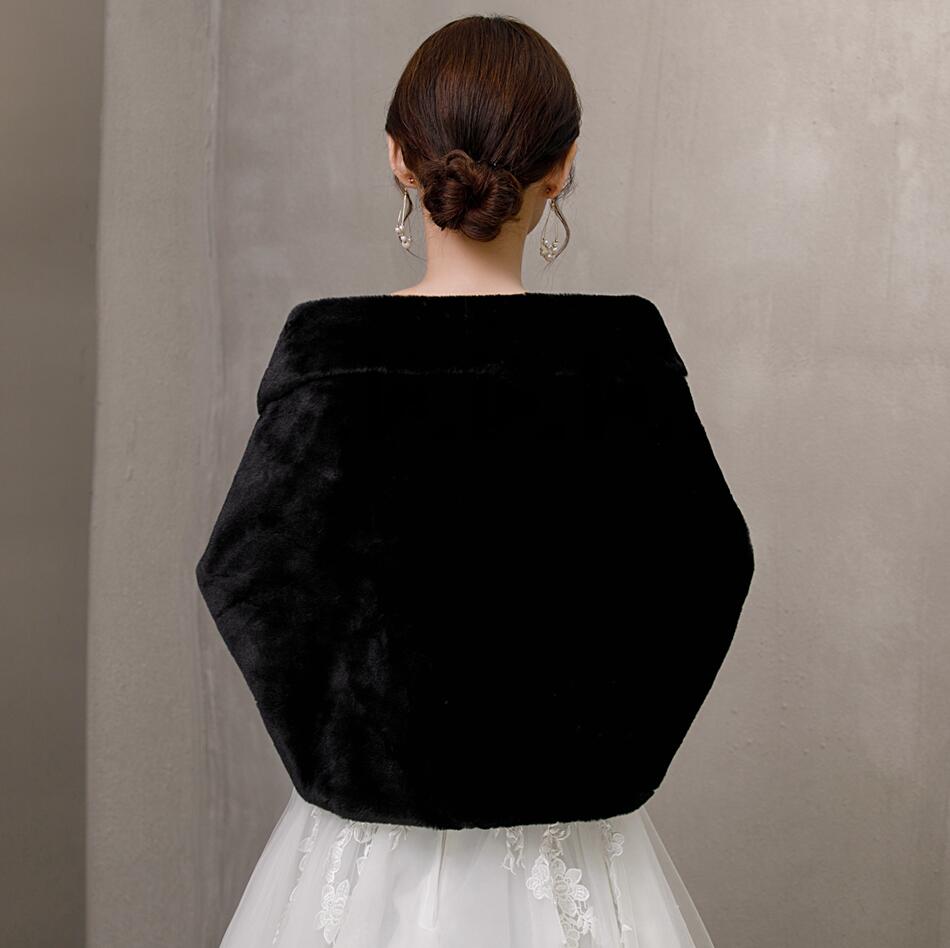 hiver sans manches enveloppes de mariée noir fausse fourrure mariée boléro culture fausse fourrure veste de mariage