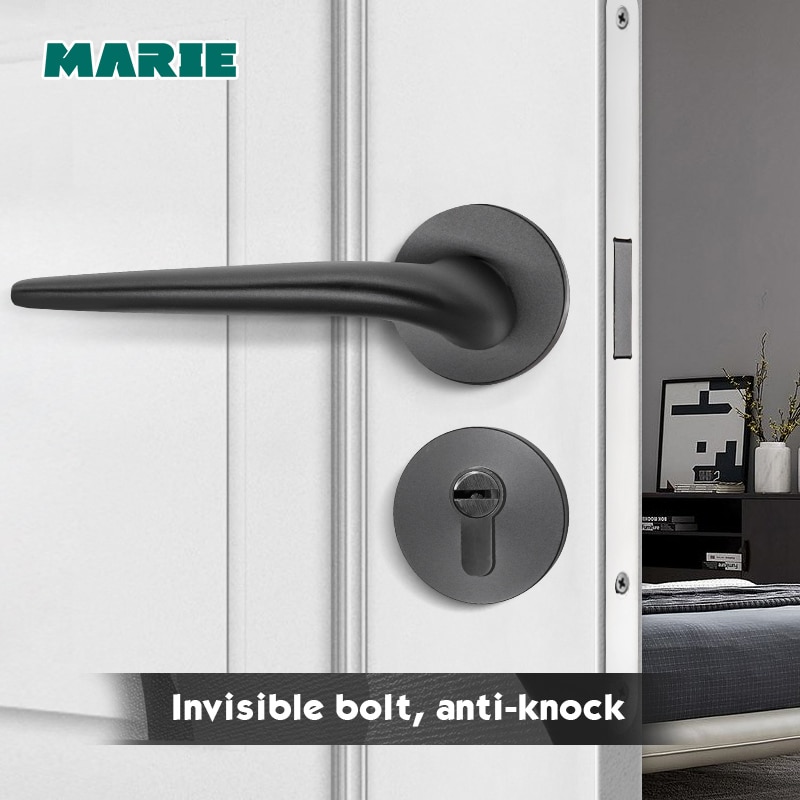 Marie  lh3019 moderne aluminium deurkruk voor binnendeuren, duurzame grendel met magneetslot, deurbeslag voor slaapkamer