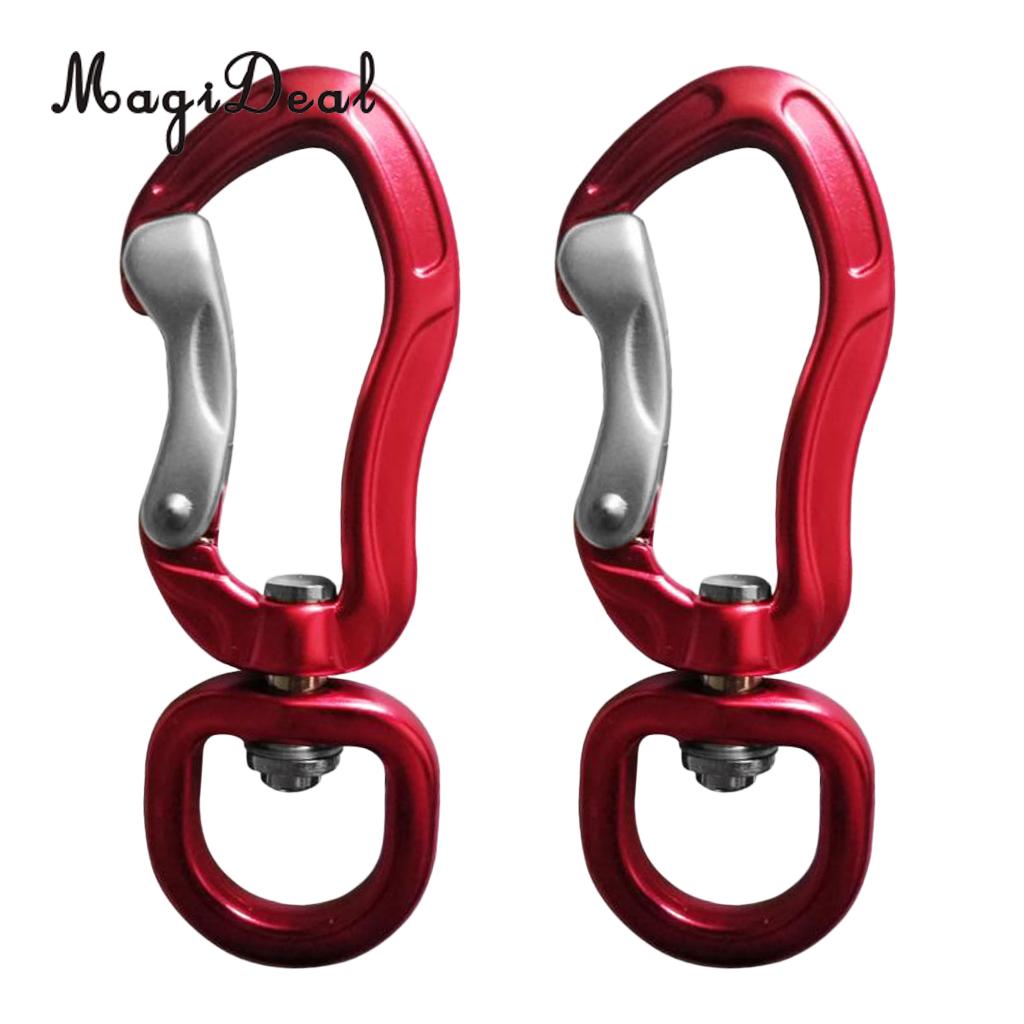 Outdoor 1 Pair Rock Tree Climbing Swivel Carabiner Hanging Connect Hook Camping 71/76mm round eye for Camping Caving Climbing: 76mm A red round eye