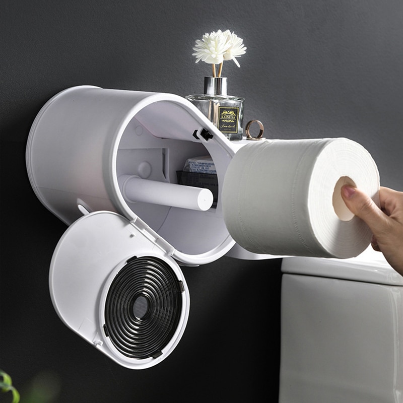 Badkamer Toiletrolhouder Tissue Doos Met Asbak Plastic Wc Dispenser Wall Mounted Tissue Opbergdoos Gratis Ponsen