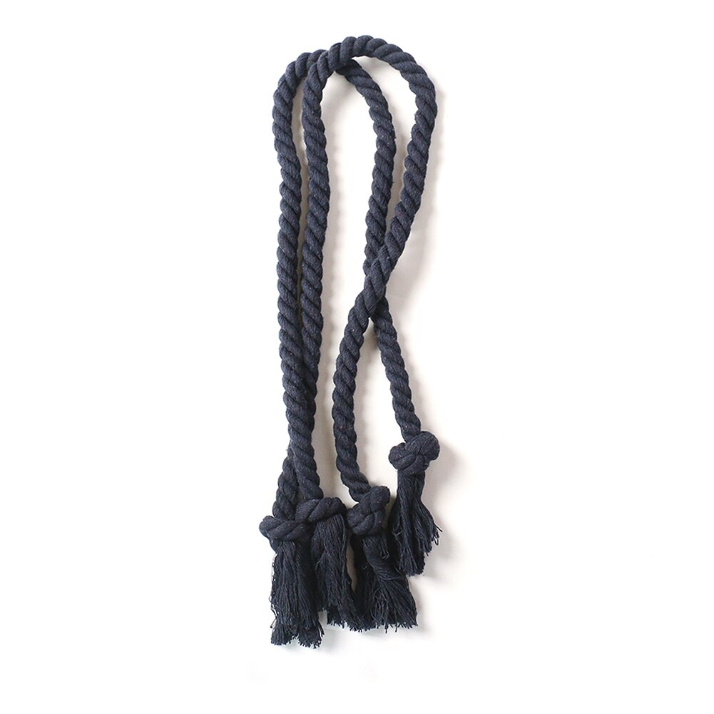 Curtain Buckles Tie Rope Handmade Weaving Cotton Linen Clips Tiebacks Holder Solid Color Curtain Holder Rope Home Decor: Navy