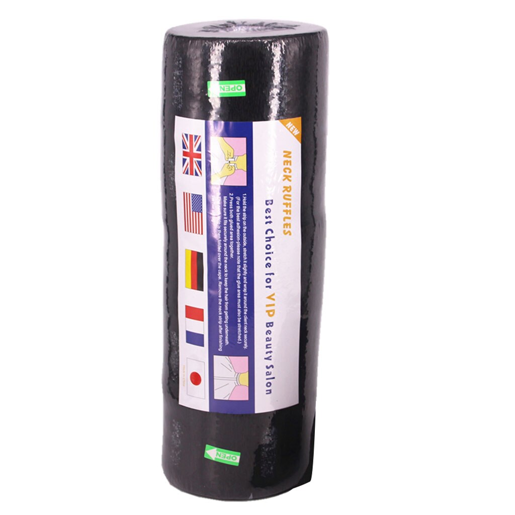 5 Rolls Black Disposable Elastic Neck Strip Paper Collar Barber Salon Neck Ruffle Roll Strip Tissue Salon Supplies