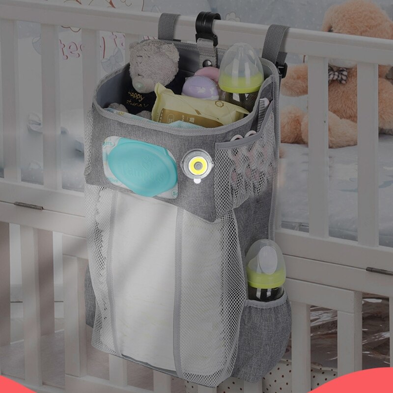 LED Nacht Licht BPA FREI Baby Lagerung Organizer Krippe Hängen Lagerung Tasche Caddie Organizer für Baby Bettwäsche einstellen Windel Lagerung tasche