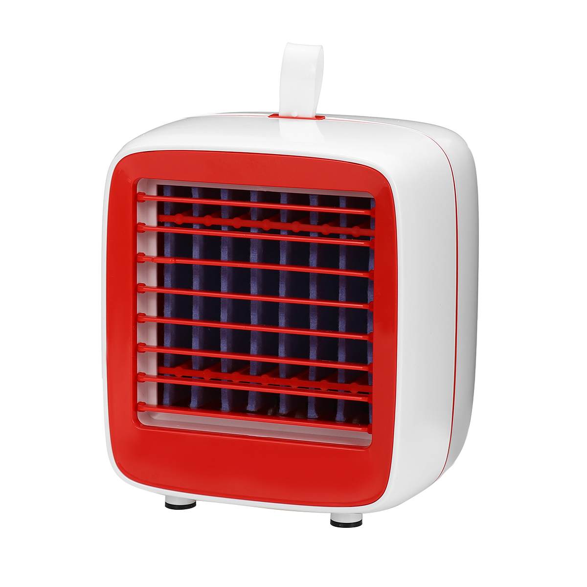 Mini klimaanlæg bærbar luftkøler 200ml vandtank hjem personligt rum køler blæser usb desktop køleventilatorer 2 speed: Rød med hvid