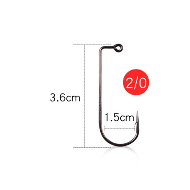 100Pcs 90 Graden Jig Grote Vissen Harde En Scherpe Haak Saltwater Bass Jig Haken High-Carbon Staal Ronde bocht Voor Jig Mallen: 2 0