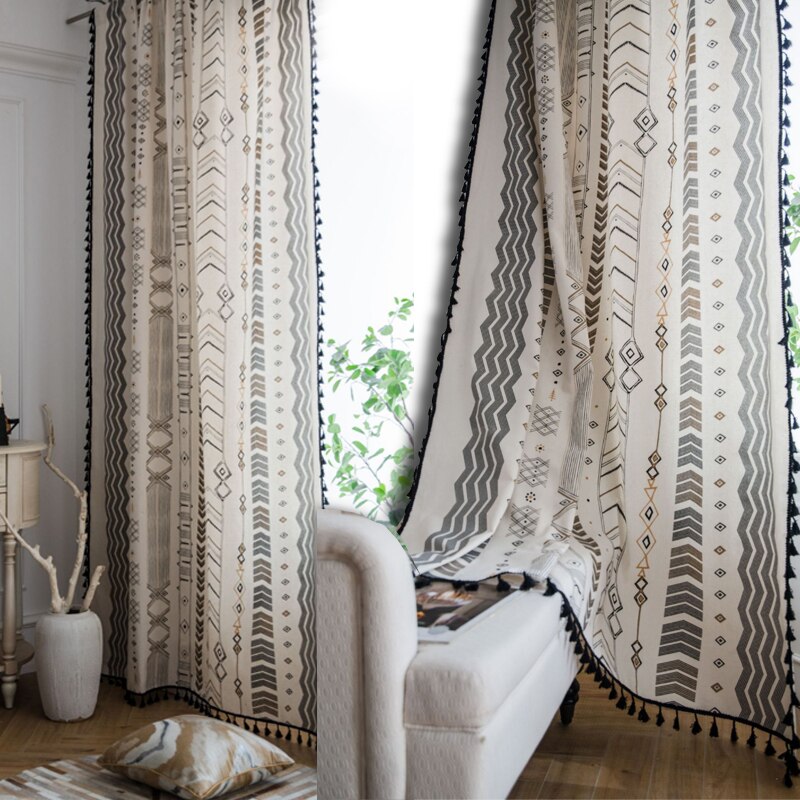 Landstil boheme bomuldslinned gardiner til stue soveværelse vinduer gardiner enkel kvast boho køkken gardin