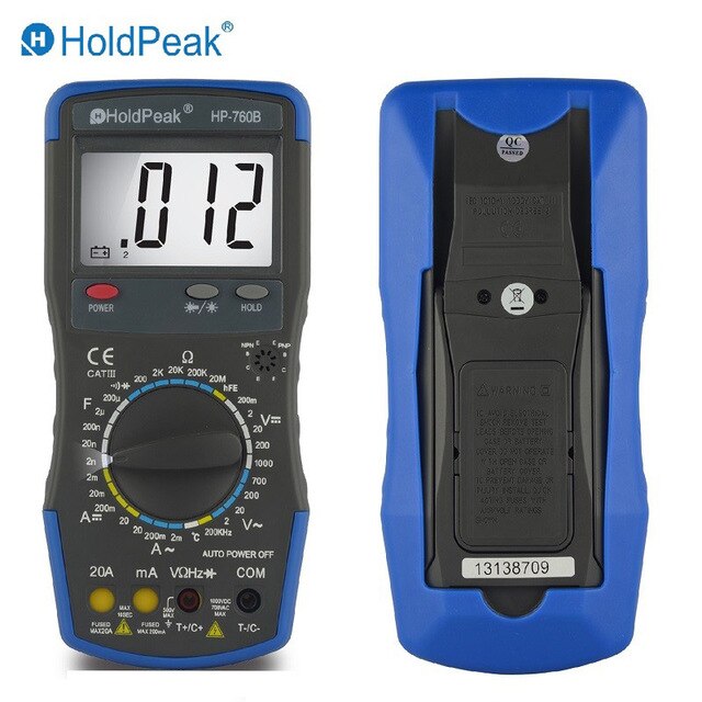 HoldPeak HP-760B Digital-Multimeter Meter mit Frequenz Temperatur Kapazität Widerstand Prüfung und Tragen Tasche