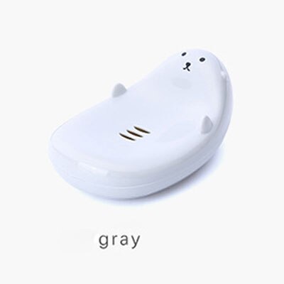 Boîte à savon en forme d'ours, dessin animé, égouttoir de rangement, et mignon, porte-savon, accessoires de cuisine, salle de bain, 1 pièce: Gray