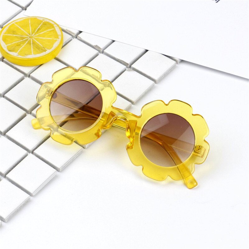 Børn baby pige dreng solbriller unisex børn ramme solbriller udendørs briller blomsterformede beskyttelsesbriller plast  uv400 solbriller
