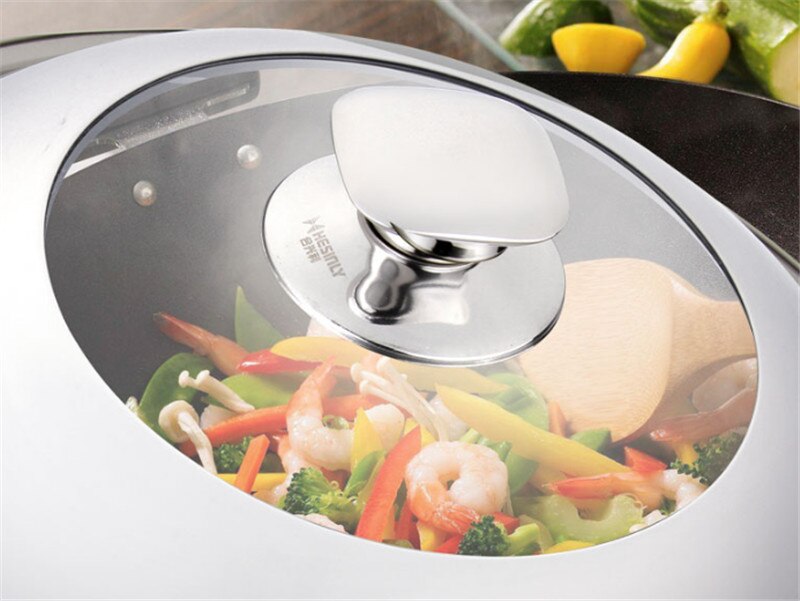 Cookware Reinforced Glass Lid Tempered Wok Lid Pyrex Glass Round Chef Pan Lid with Knob Premium Qualtiy Pan Cover bowl cover