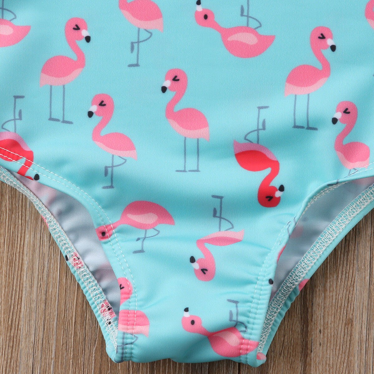 Babe barn pige bikini tegneserie flamingo flæser badetøj off shoulder tankini badedragt strand sommer badedragt