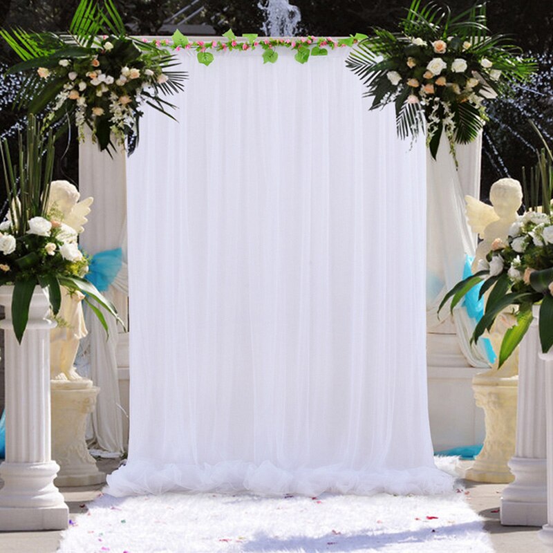 1.5*2.15M Wedding Decoration Backdrop White Tulle Fabricphoto Background Birthday Photography Festival Room Decor