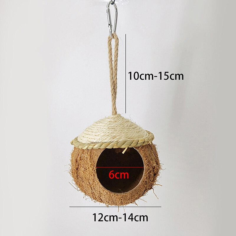 Parrot Nest Natural Coconut Shell House Cage Feeder Parakeet Birds Squirrel Hamster Toys Pet Breed Decoration Supplies Pendant