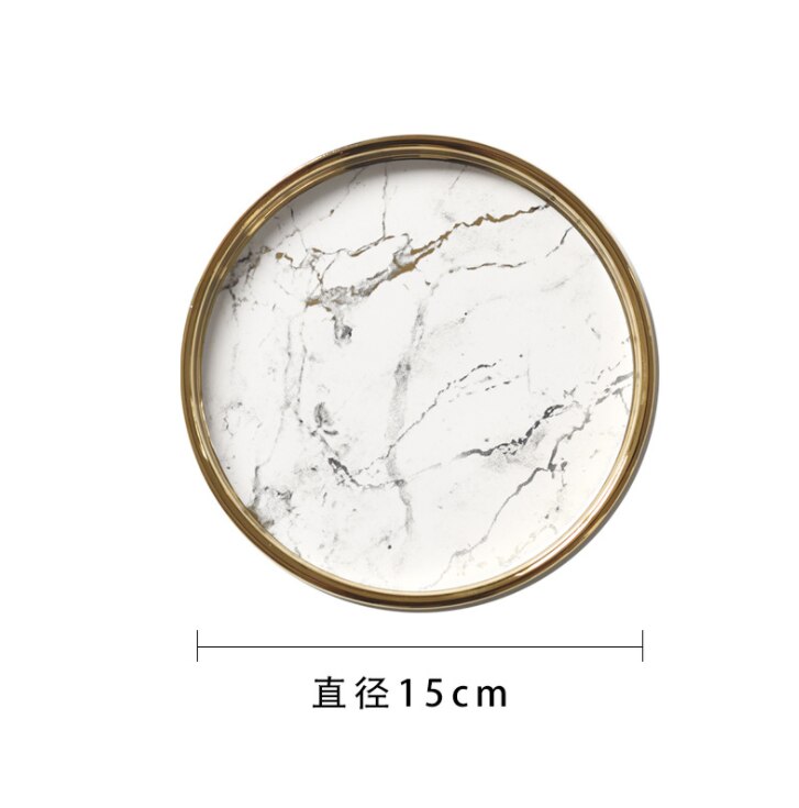 Light Luxury Marbled Ceramic Trays Jewelry Storage Tray Cosmetic Key Ceramic Plate Dessert Trays Serving Tray For Home Storage: S-2