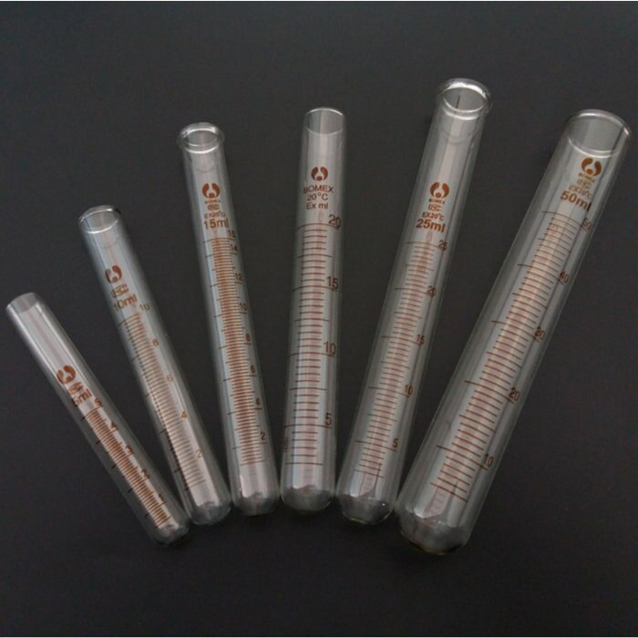 5pcs/lot 25ml lab tools glass test tube, borosilicate glass test tube with graduation