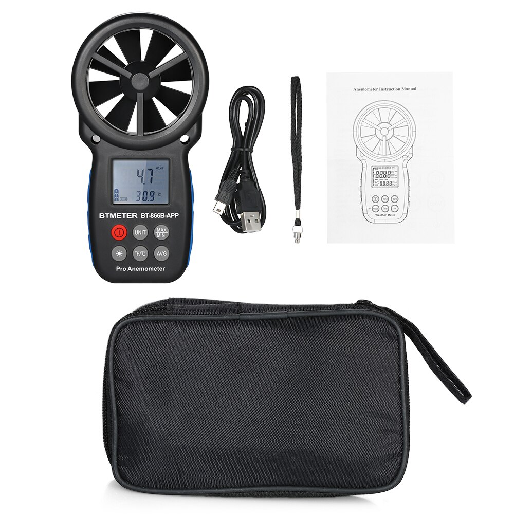 Digital Anemometer Handheld Wind Speed Meter Weather Meter Wind Speed/Temperature Meter APP Control for Mobile Phone